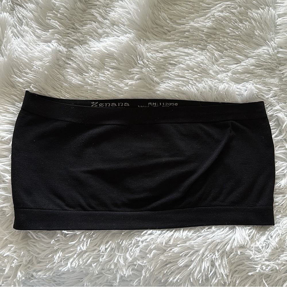 ZENANA | Basic Unlined Bandeau Bra Black - Picture 2 of 4